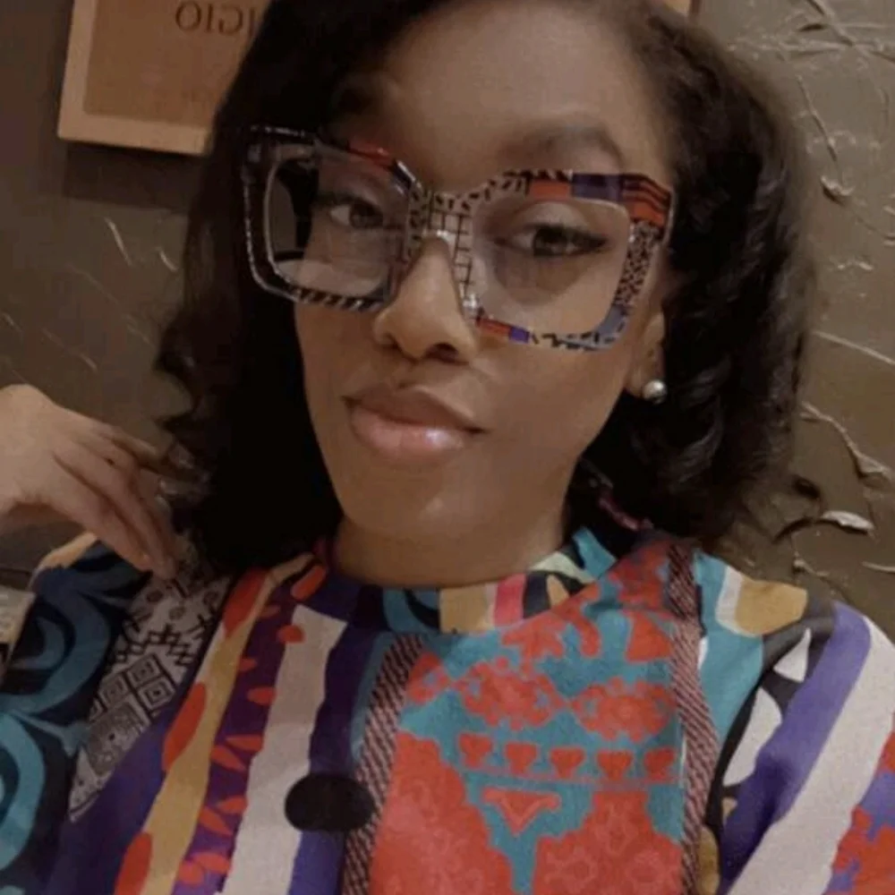 NEW Blue Multicolor Colorblock Oversized Fashion Glasses